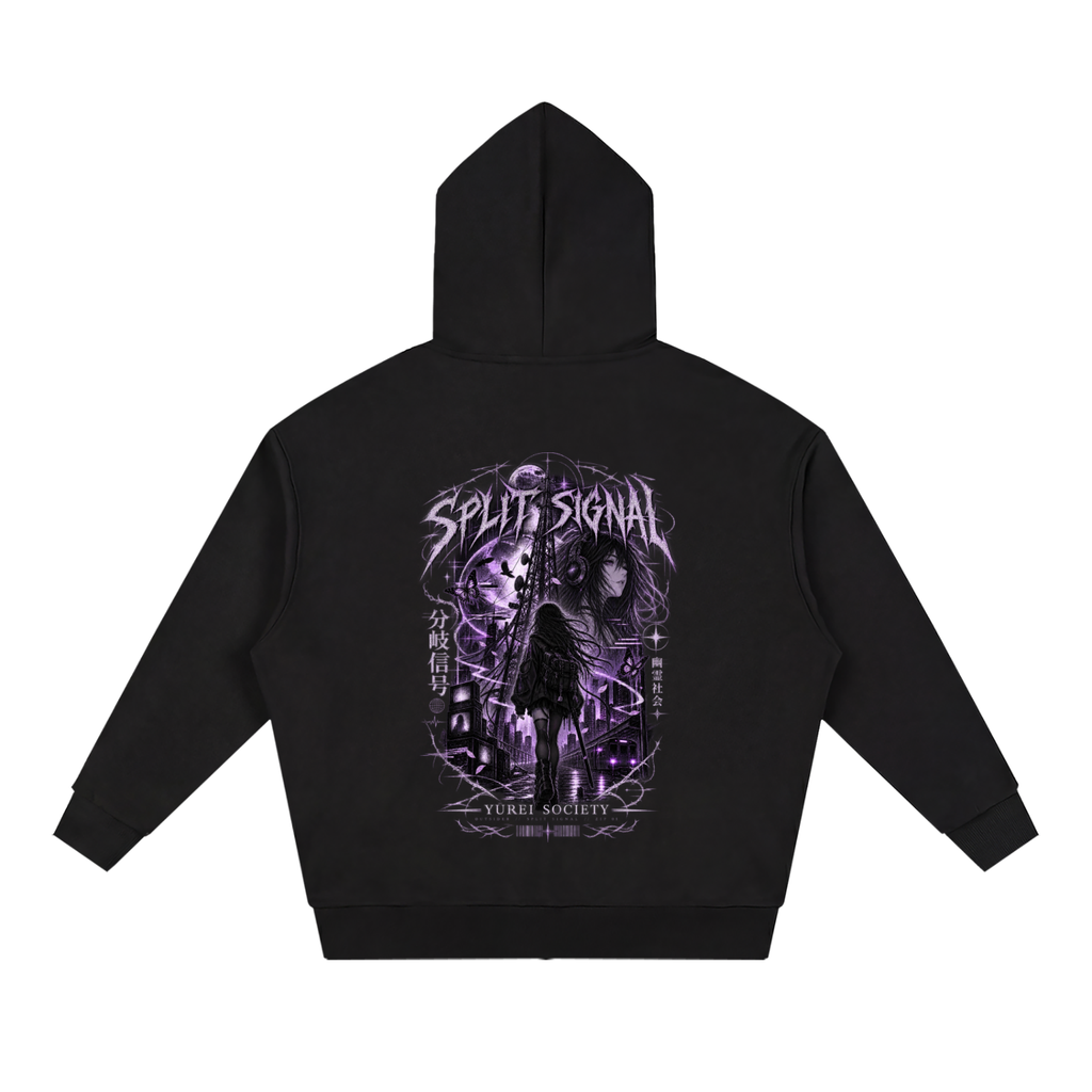 SPLIT SIGNAL ZIP-UP HOODIE — OUTSIDER COLLECTION