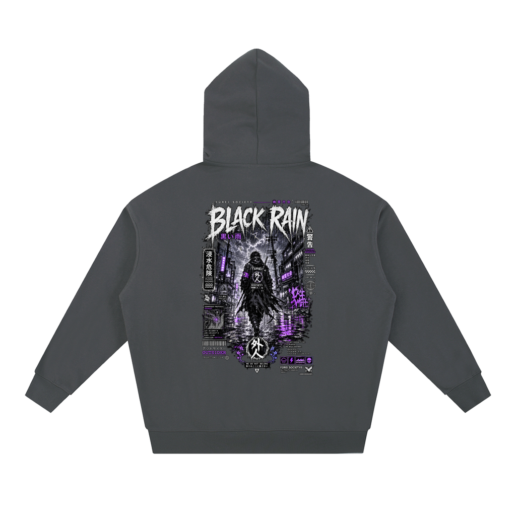 BLACK RAIN OVERSIZED HOODIE — OUTSIDER COLLECTION
