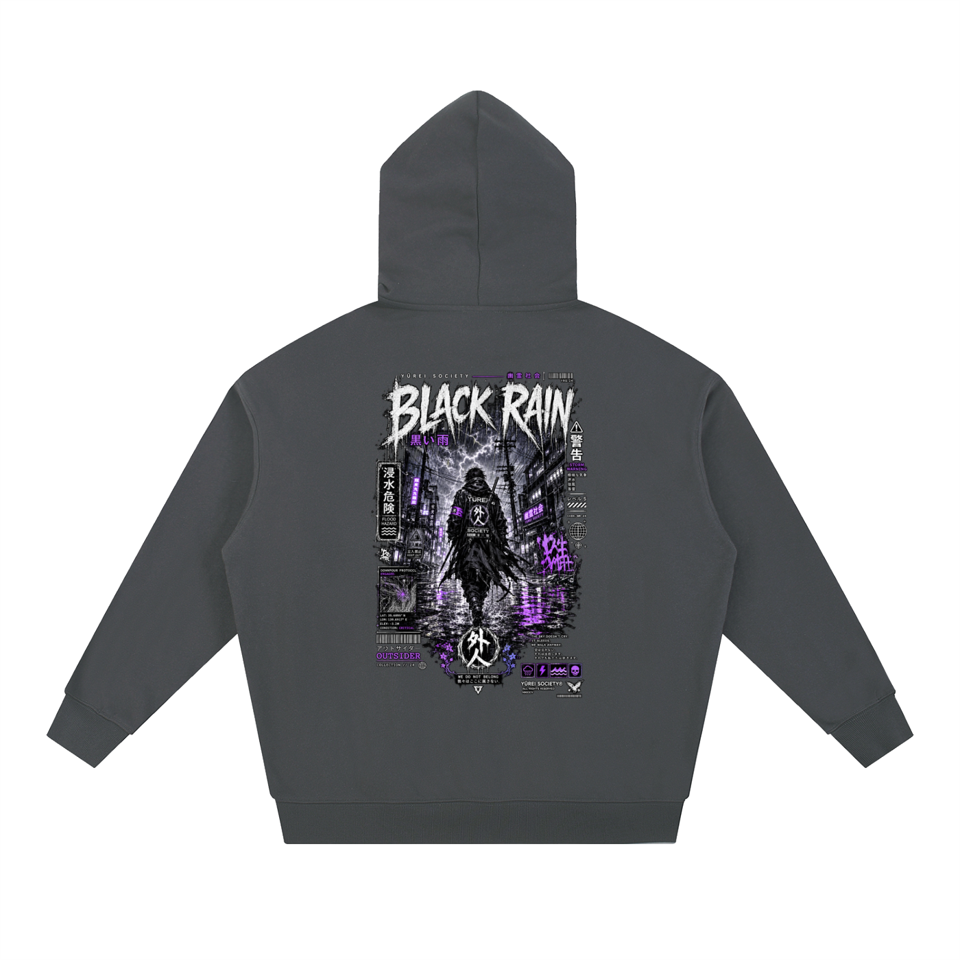 BLACK RAIN OVERSIZED HOODIE — OUTSIDER COLLECTION