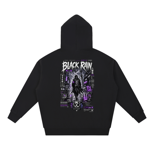 BLACK RAIN OVERSIZED HOODIE — OUTSIDER COLLECTION