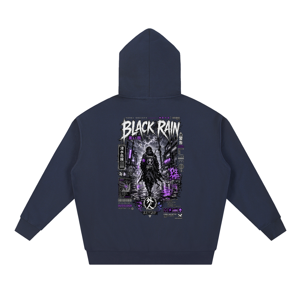 BLACK RAIN OVERSIZED HOODIE — OUTSIDER COLLECTION