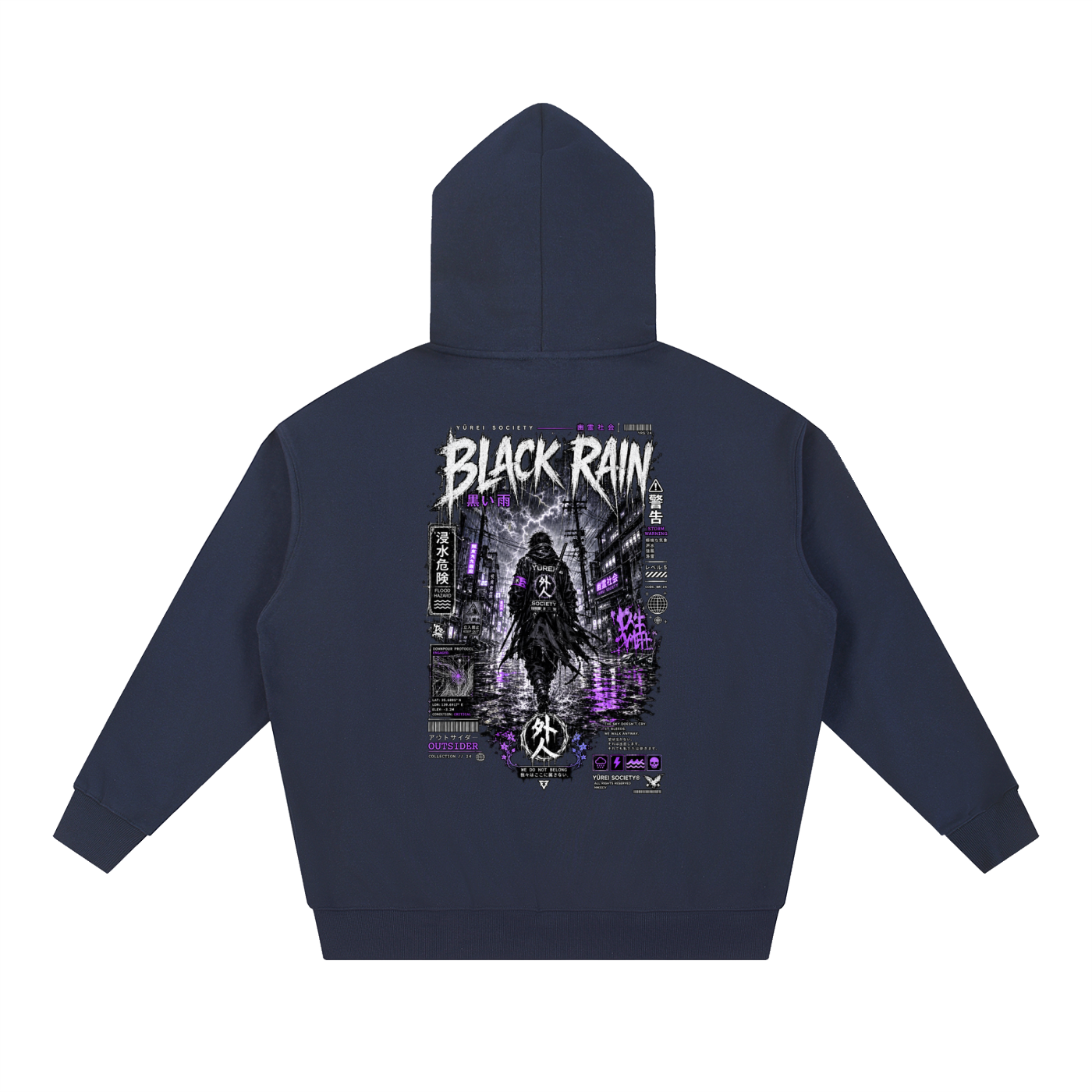 BLACK RAIN OVERSIZED HOODIE — OUTSIDER COLLECTION