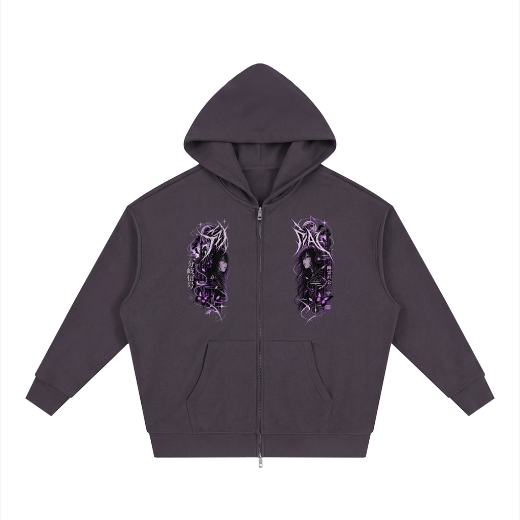 SPLIT SIGNAL ZIP-UP HOODIE — OUTSIDER COLLECTION